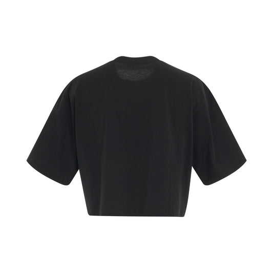 Cropped Print Logo Eco T-Shirt in Black