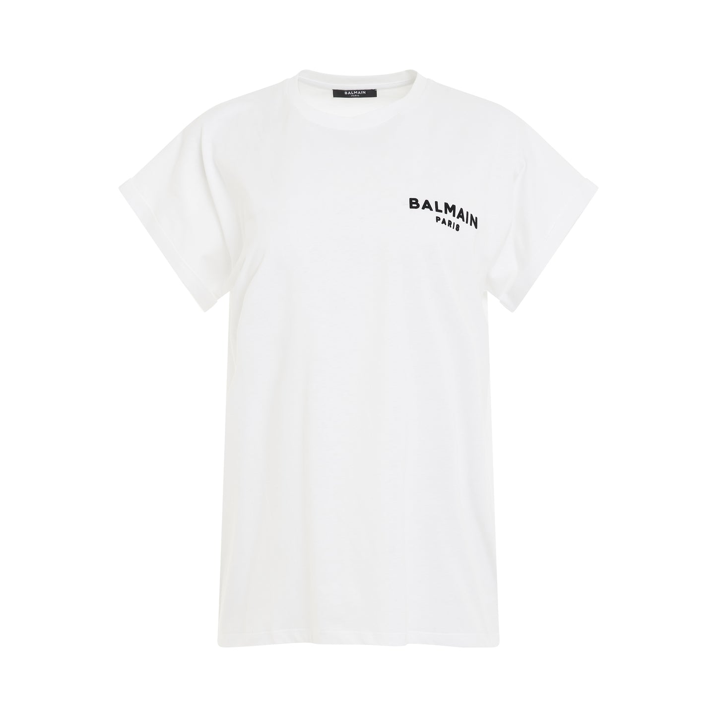 Short Sleeve Logo Flock Detail Eco T-Shirt in White