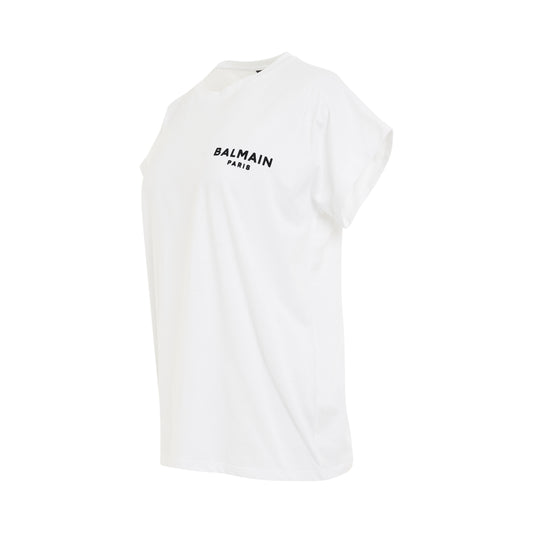 Short Sleeve Logo Flock Detail Eco T-Shirt in White