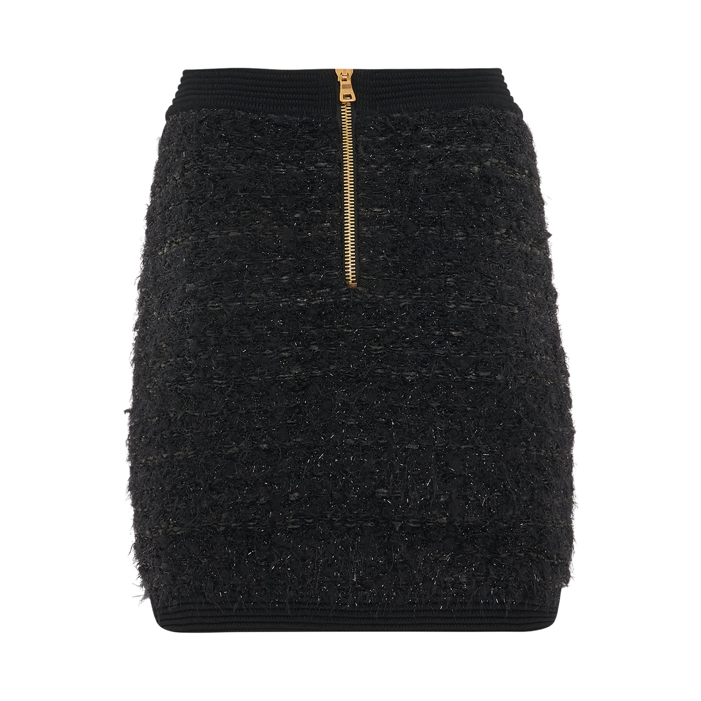 2 Pocket Ribbed Tweed Short Skirt in Black