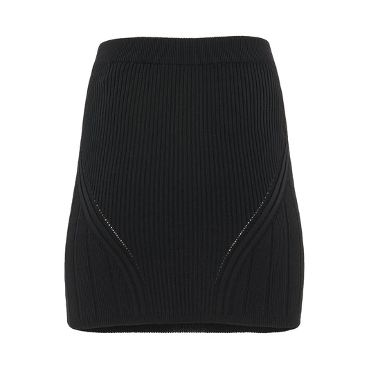 6 Button Short Knit Skirt in Black