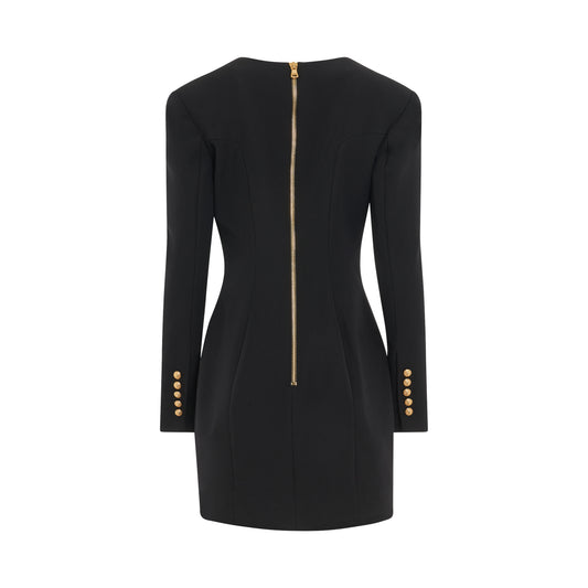 1 Button Long Sleeve Tailored Short Dress in Black