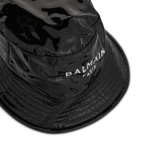 Logo Vinyl Bucket Hat in Black