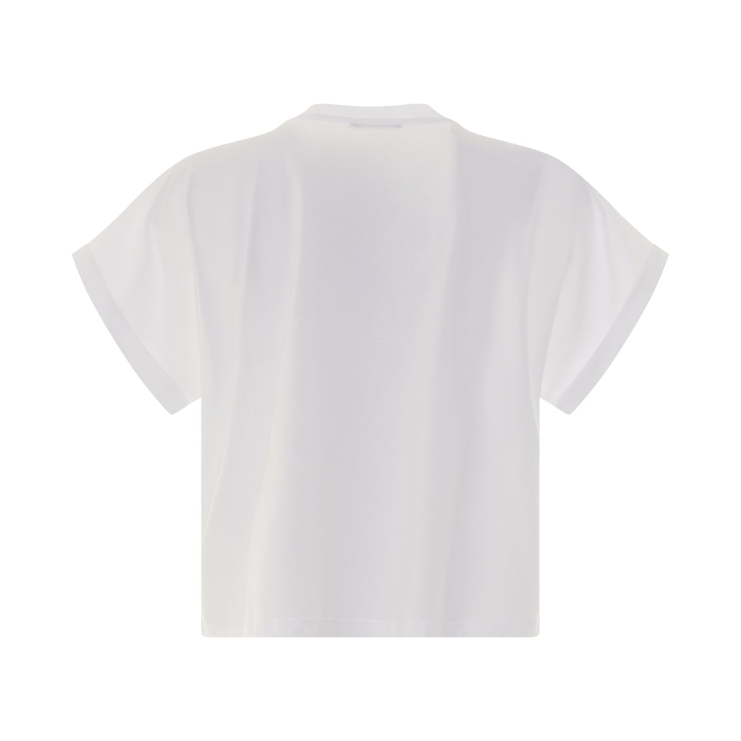 Short Sleeve Logo Flock Detail Crop T-Shirt in White