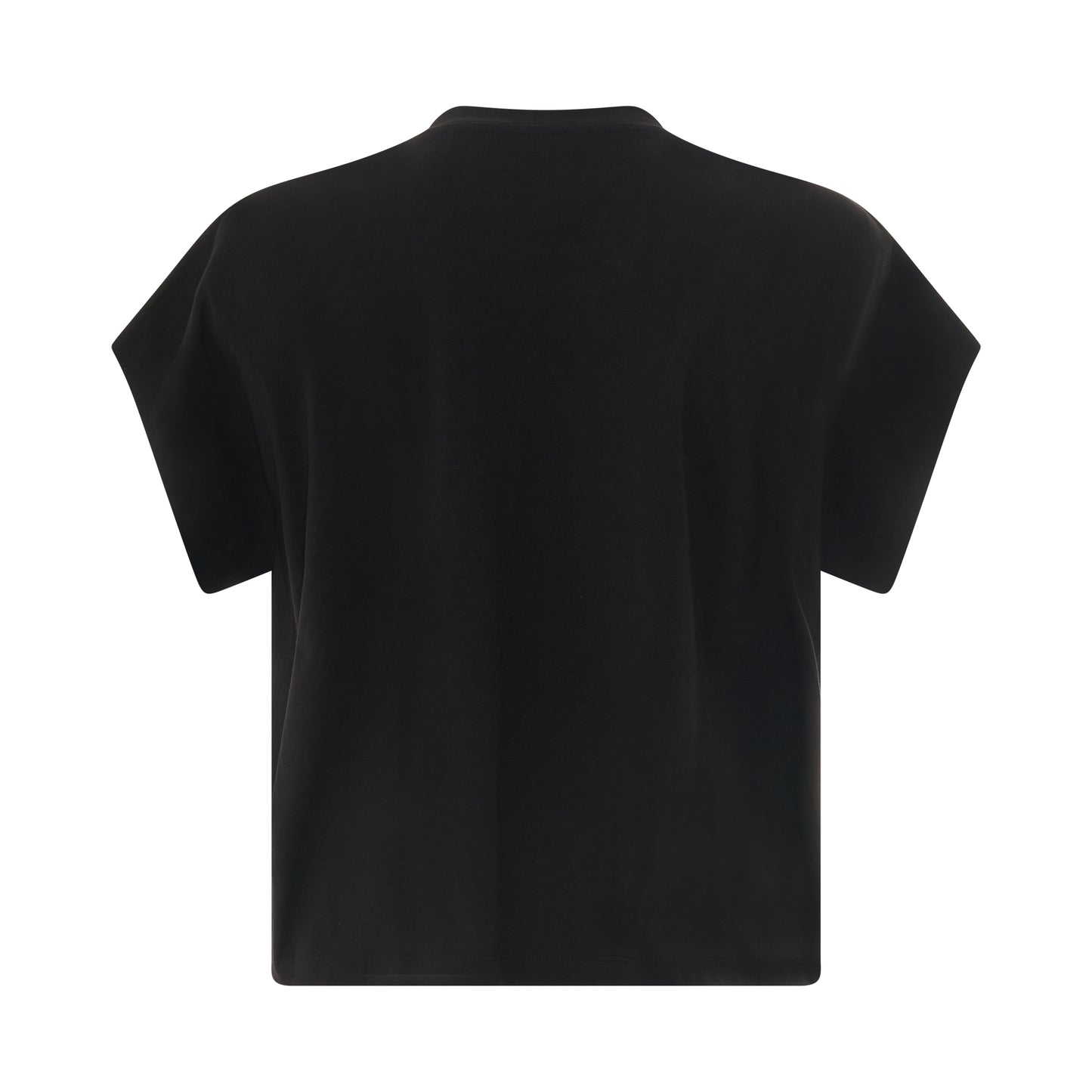 Embroidered Cropped T-Shirt in Egg Shell/Black