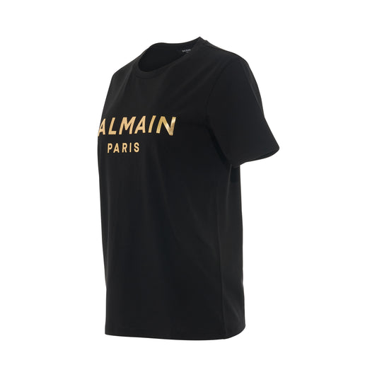 Short Sleeve Metallic Logo T-Shirt in Black