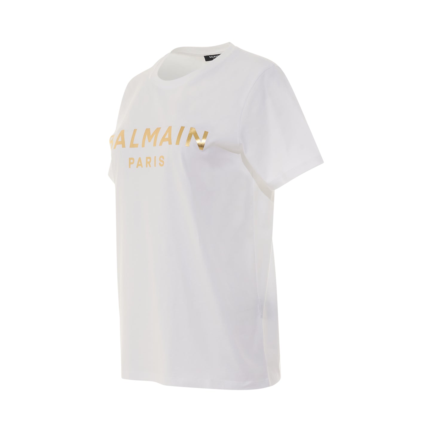 Short Sleeve Metallic Logo T-Shirt in White