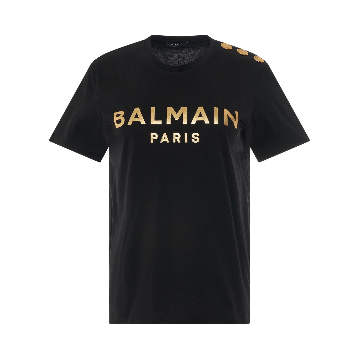 Classic 3 Buttons Metallic Logo T-Shirt in Black/Gold