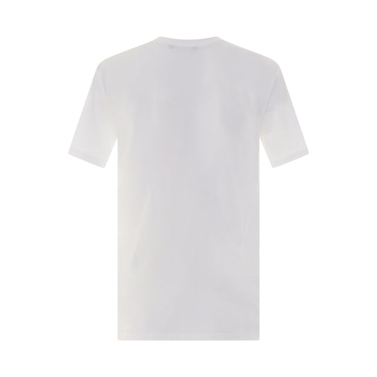 Short Sleeve 3 Button Metallic Logo T-Shirt in White