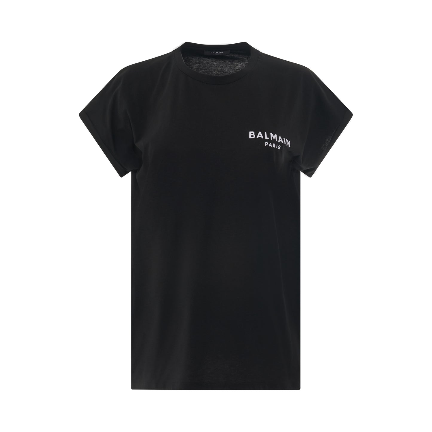 Short Sleeve Logo Flock Detail T-Shirt in Black