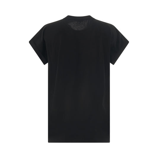 Short Sleeve Logo Flock Detail T-Shirt in Black