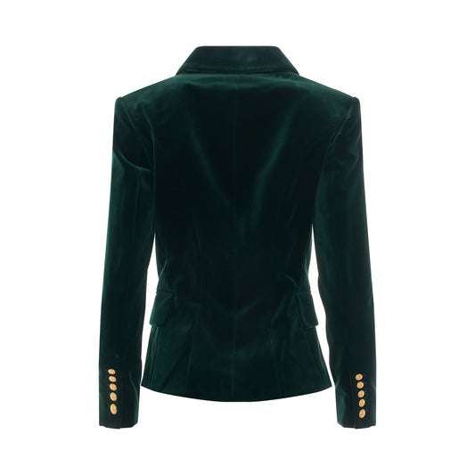 6 Button Velvet Jacket in Emerald Green