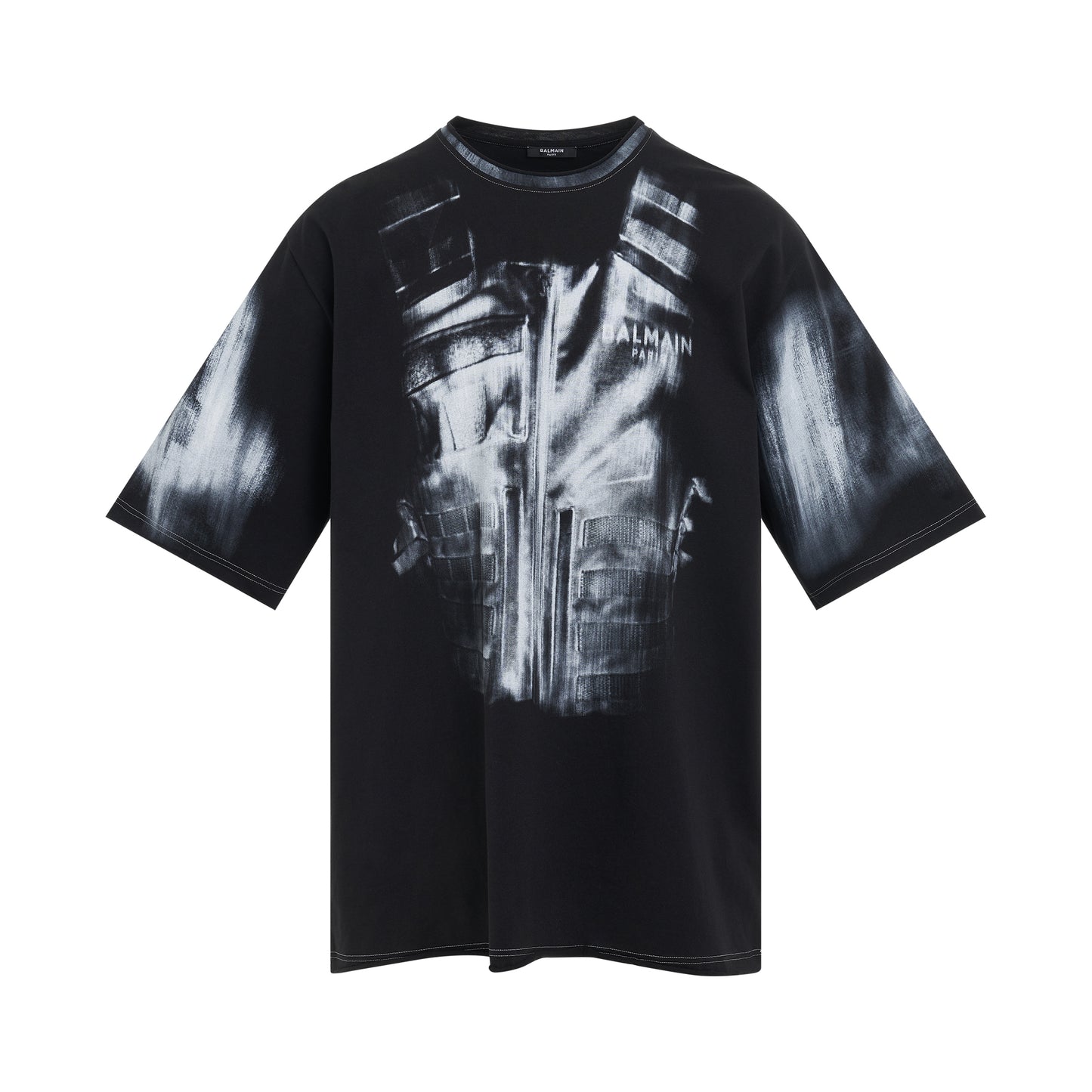 X-Ray Print Raw Edge T-Shirt in Black