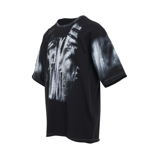 X-Ray Print Raw Edge T-Shirt in Black