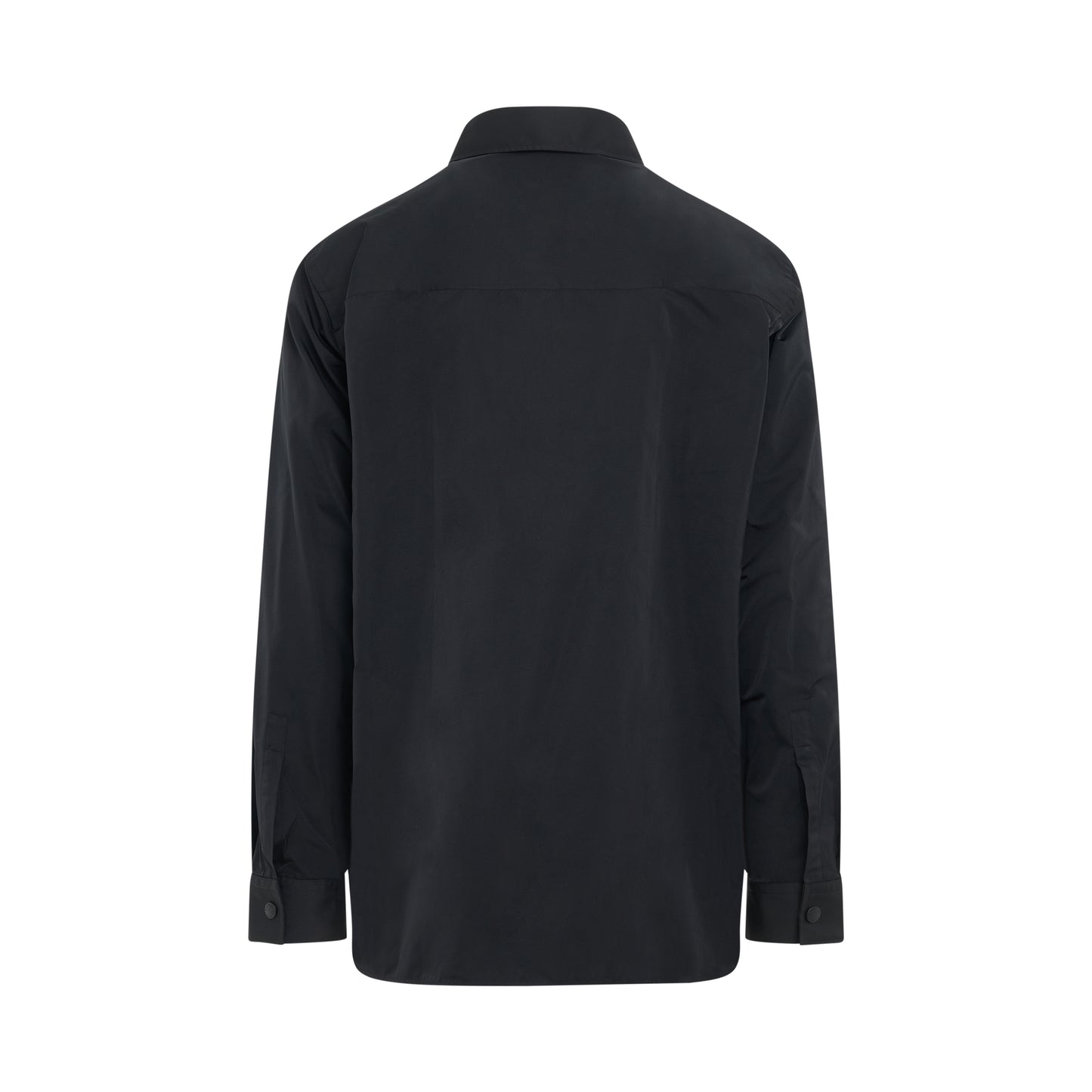 Front Pockets Zipped Nylon Taffeta Shirt in Black