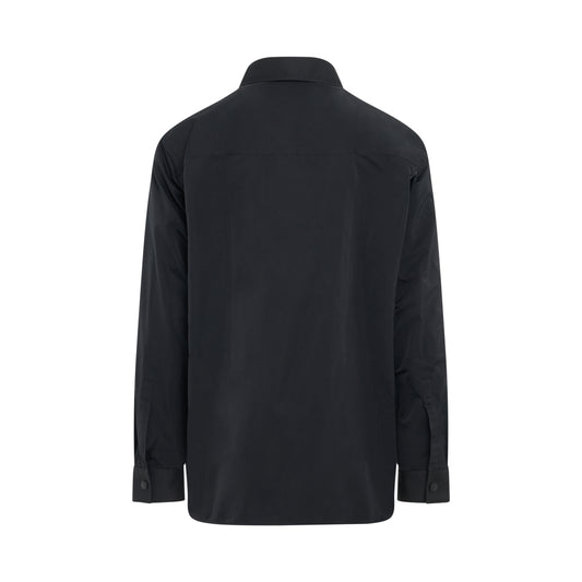 Front Pockets Zipped Nylon Taffeta Shirt in Black