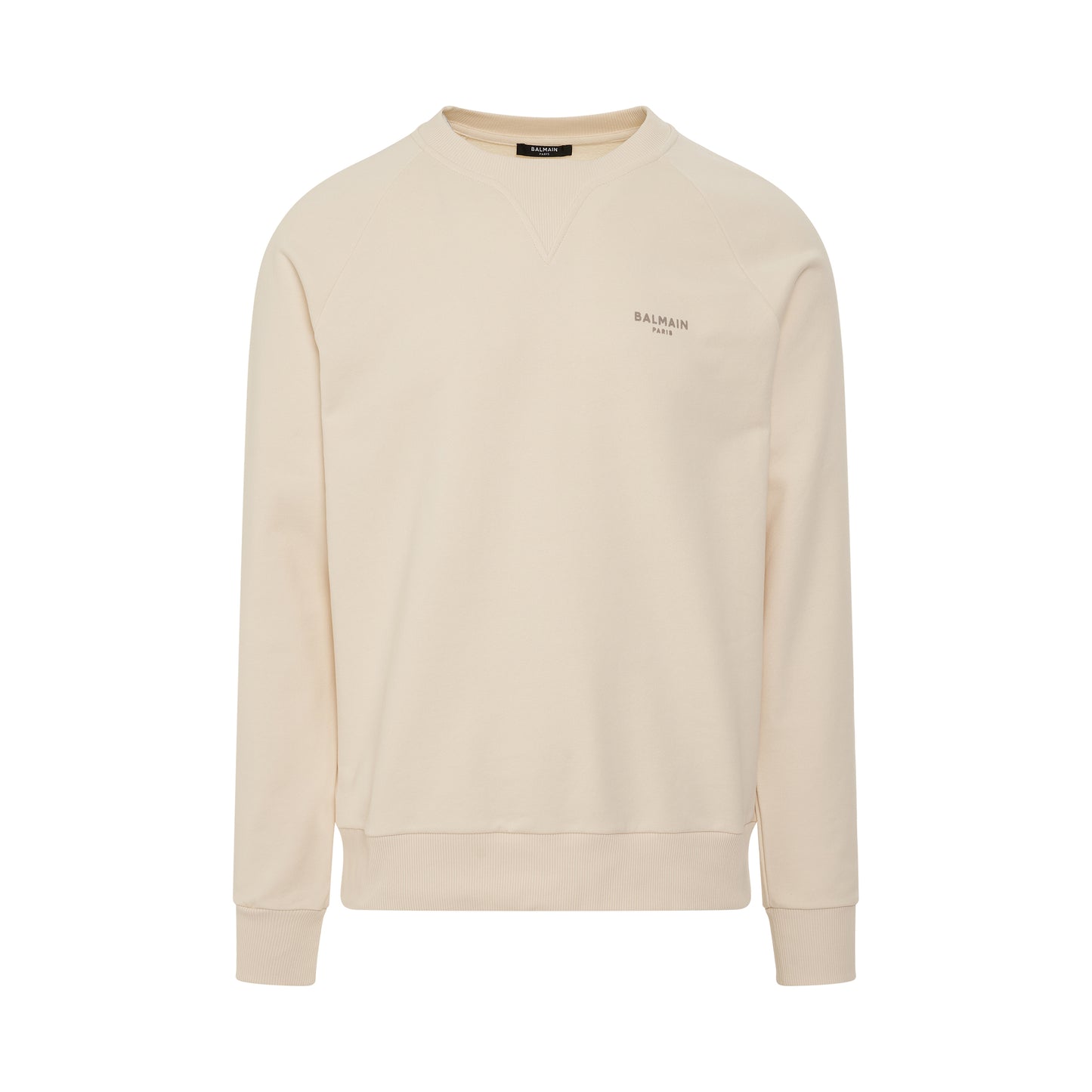 Classic Flock Logo Sweatshirt in Beige