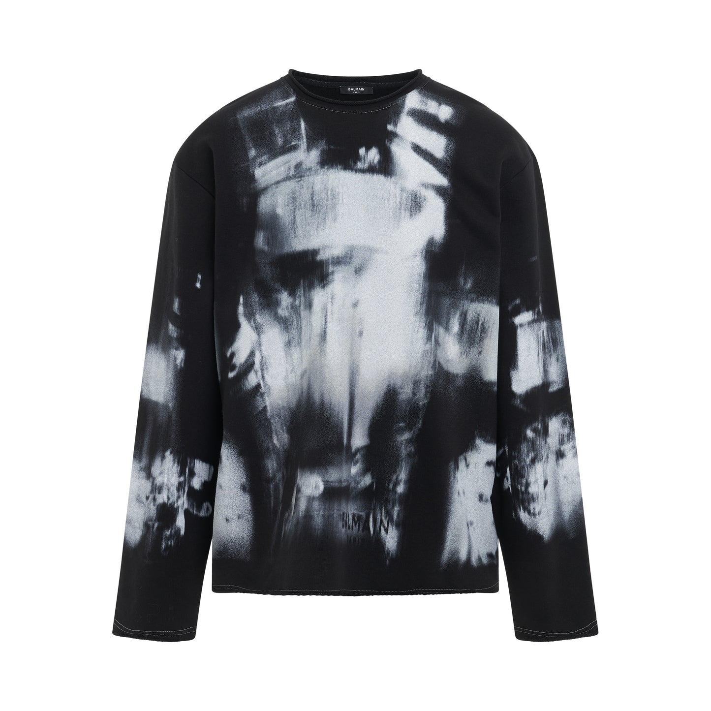 X-Ray Print Raw Edge Sweatshirt in Black/White