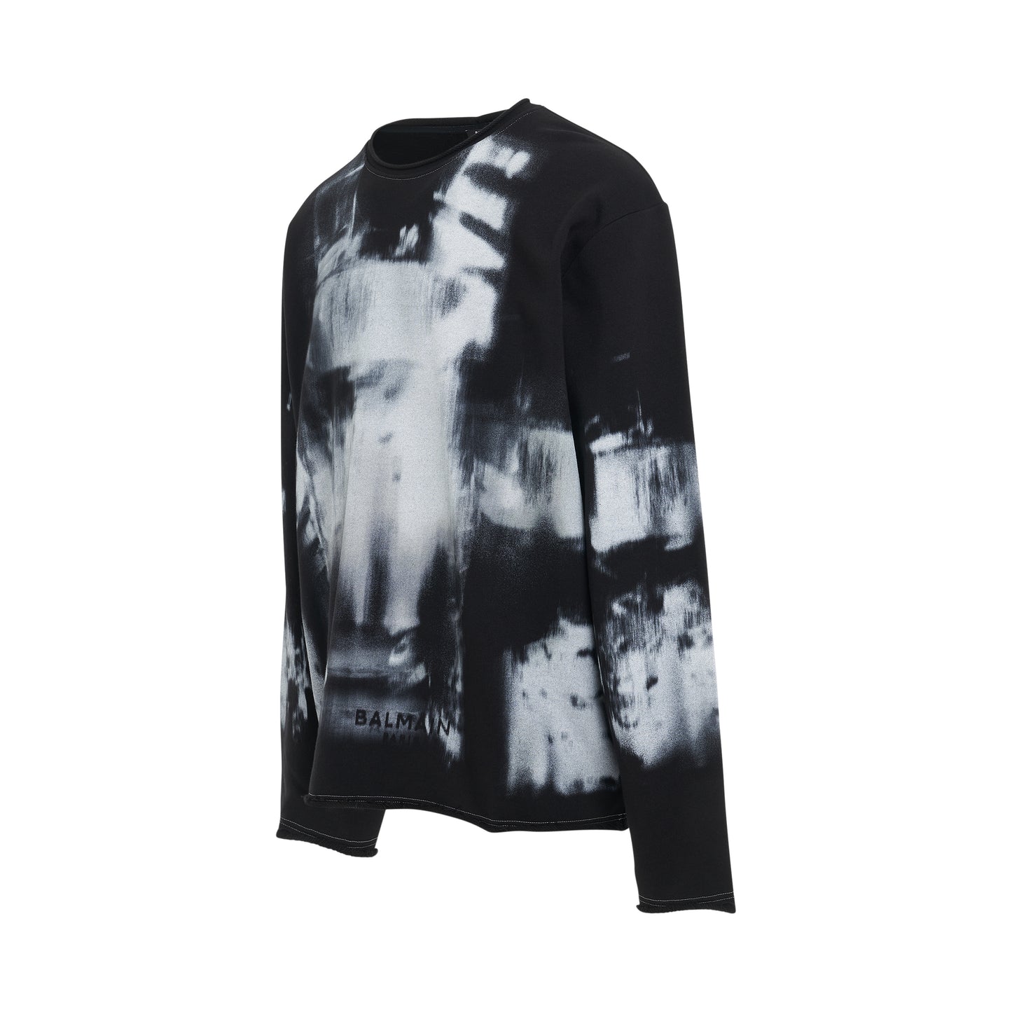 X-Ray Print Raw Edge Sweatshirt in Black/White