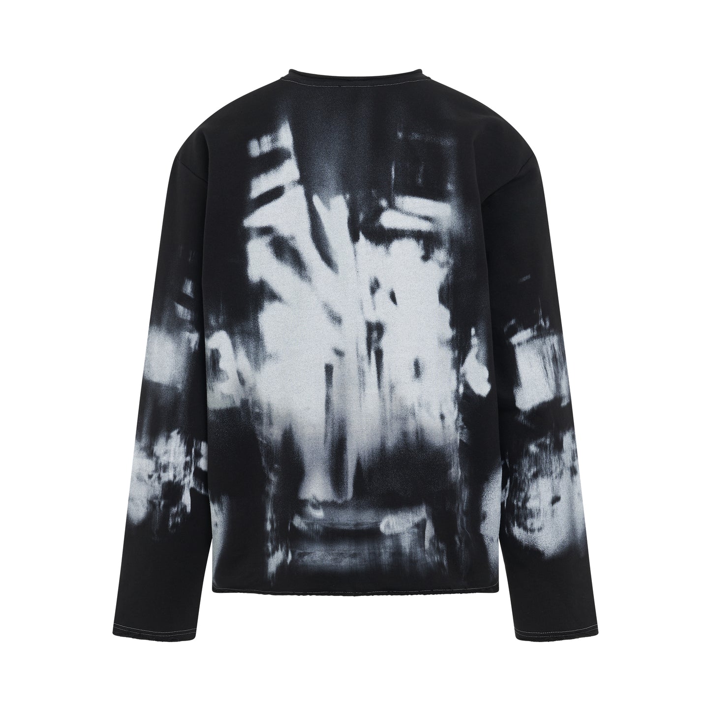 X-Ray Print Raw Edge Sweatshirt in Black/White