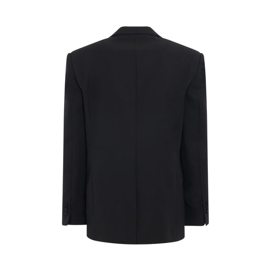 Satin Lapel 1 Button Jacket in Black