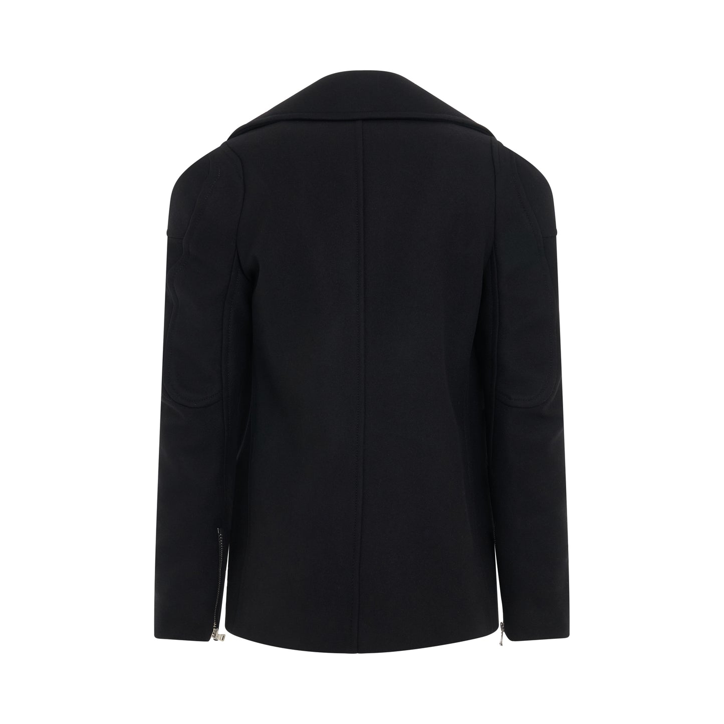 Motor Shoulder Wool Peacoat in Black