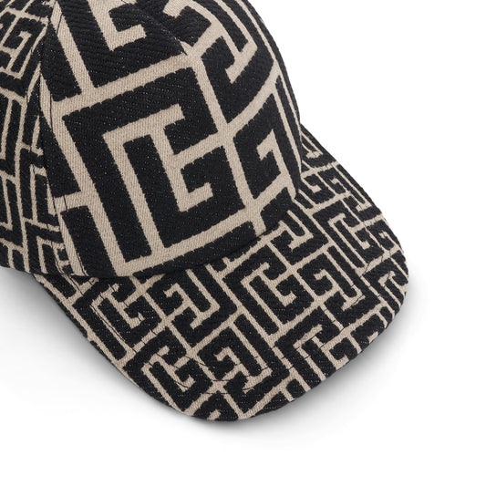 Mix Monogram Jacquard Cap in Ivory/Black