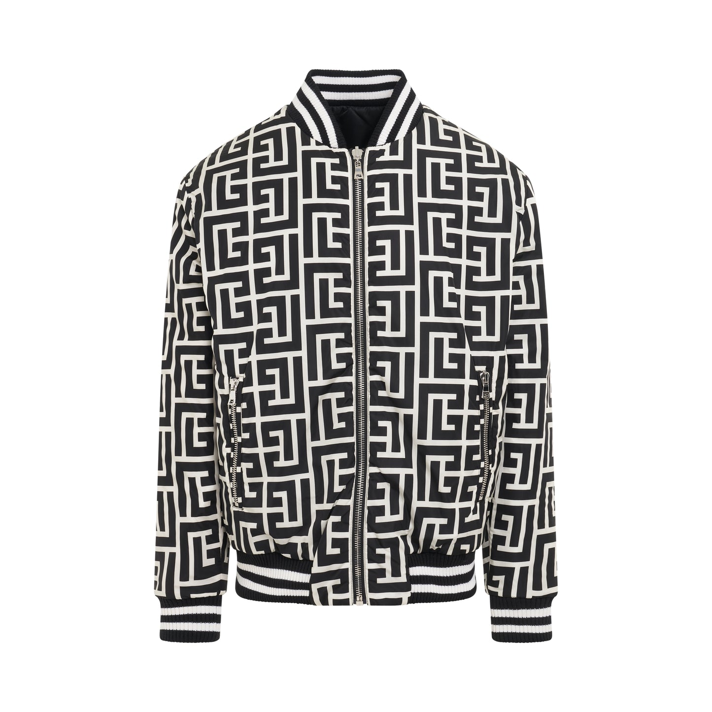 Reversible Maxi Monogram Nylon Jacket in Ivory/Black