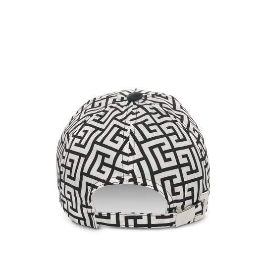 Monogram Nylon Cap in Black/White