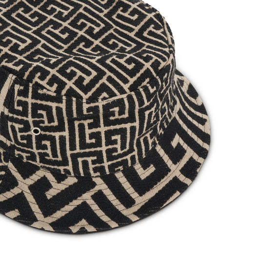 Mix Monogram Jacquard Bucket Hat in Ivory/Black