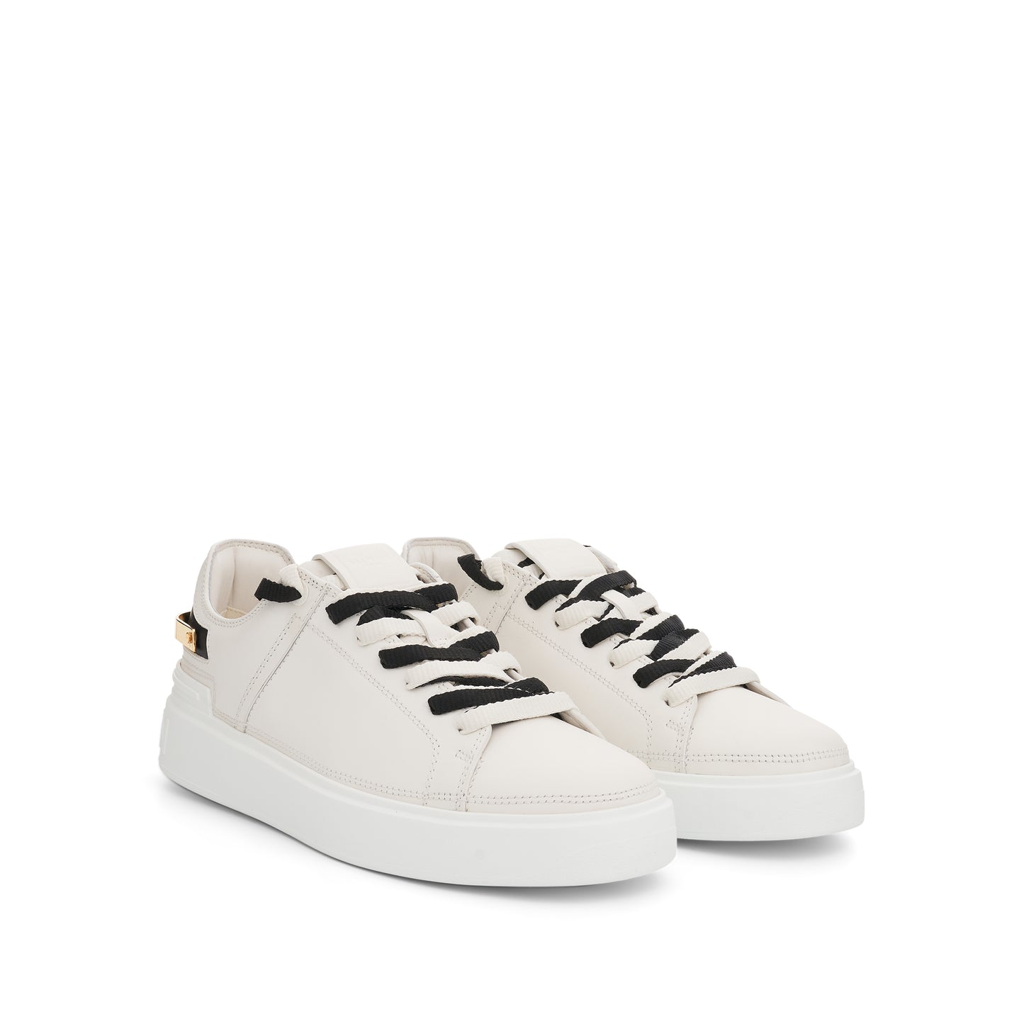 B-Court Calfskin & Rubberised Leather Sneaker in White