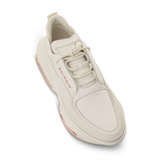 B Bold Low Calfskin & Suede Sneaker in White