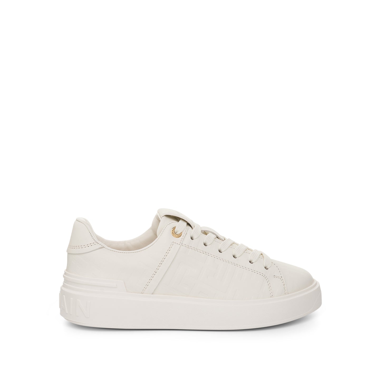 B Court Calfskin Embossed Monogram Sneaker in White