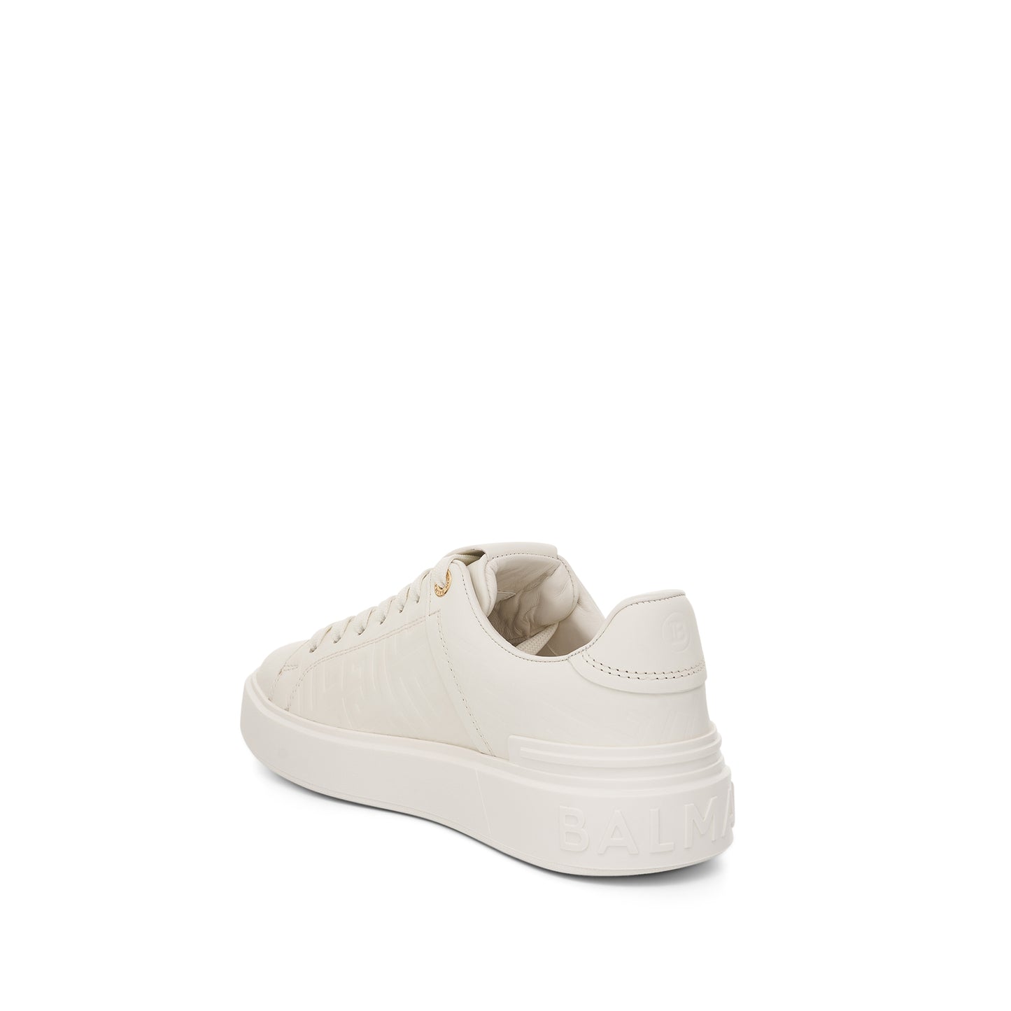 B Court Calfskin Embossed Monogram Sneaker in White