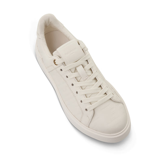 B Court Calfskin Embossed Monogram Sneaker in White