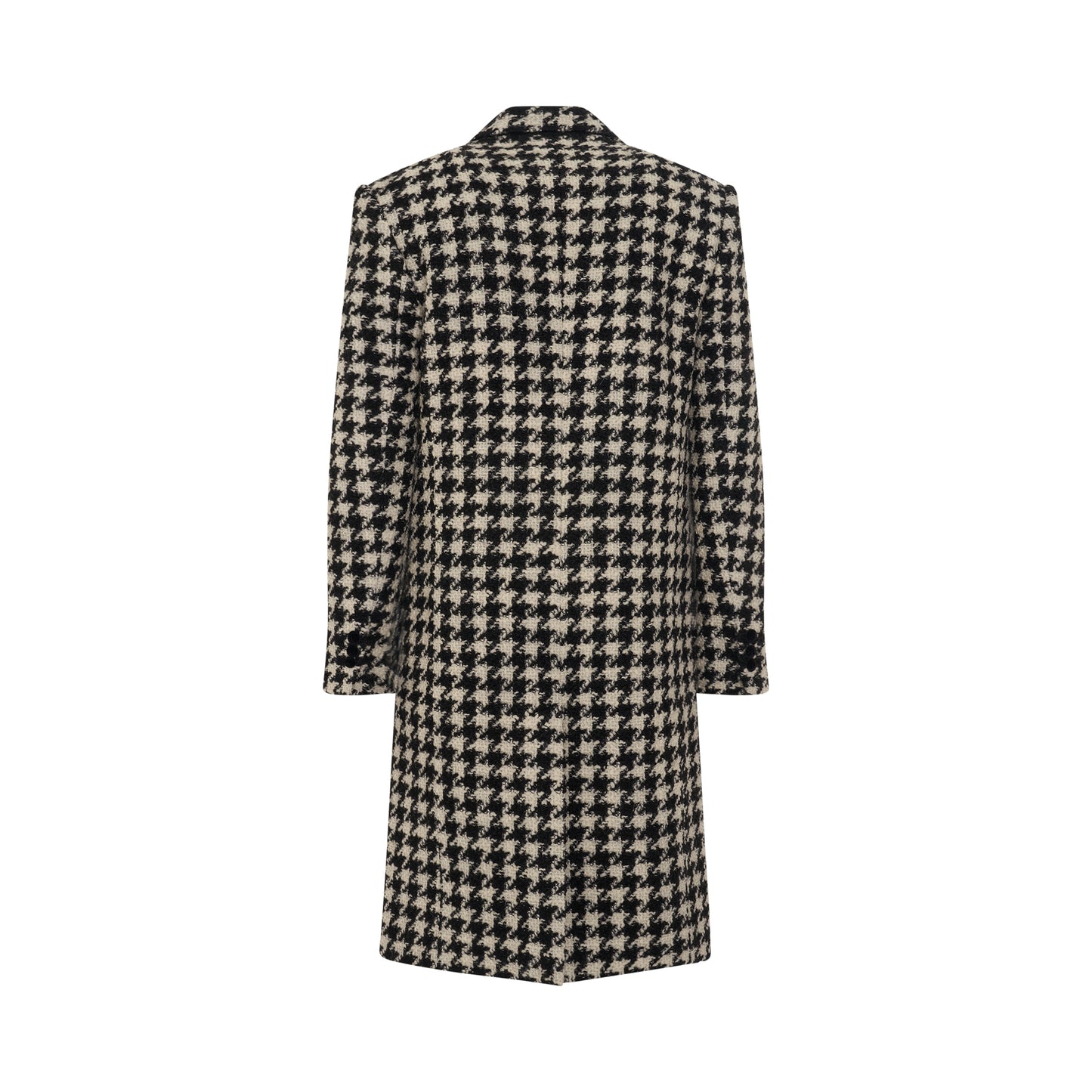 6 Button Houndstooth Tweed Coat in White/Black