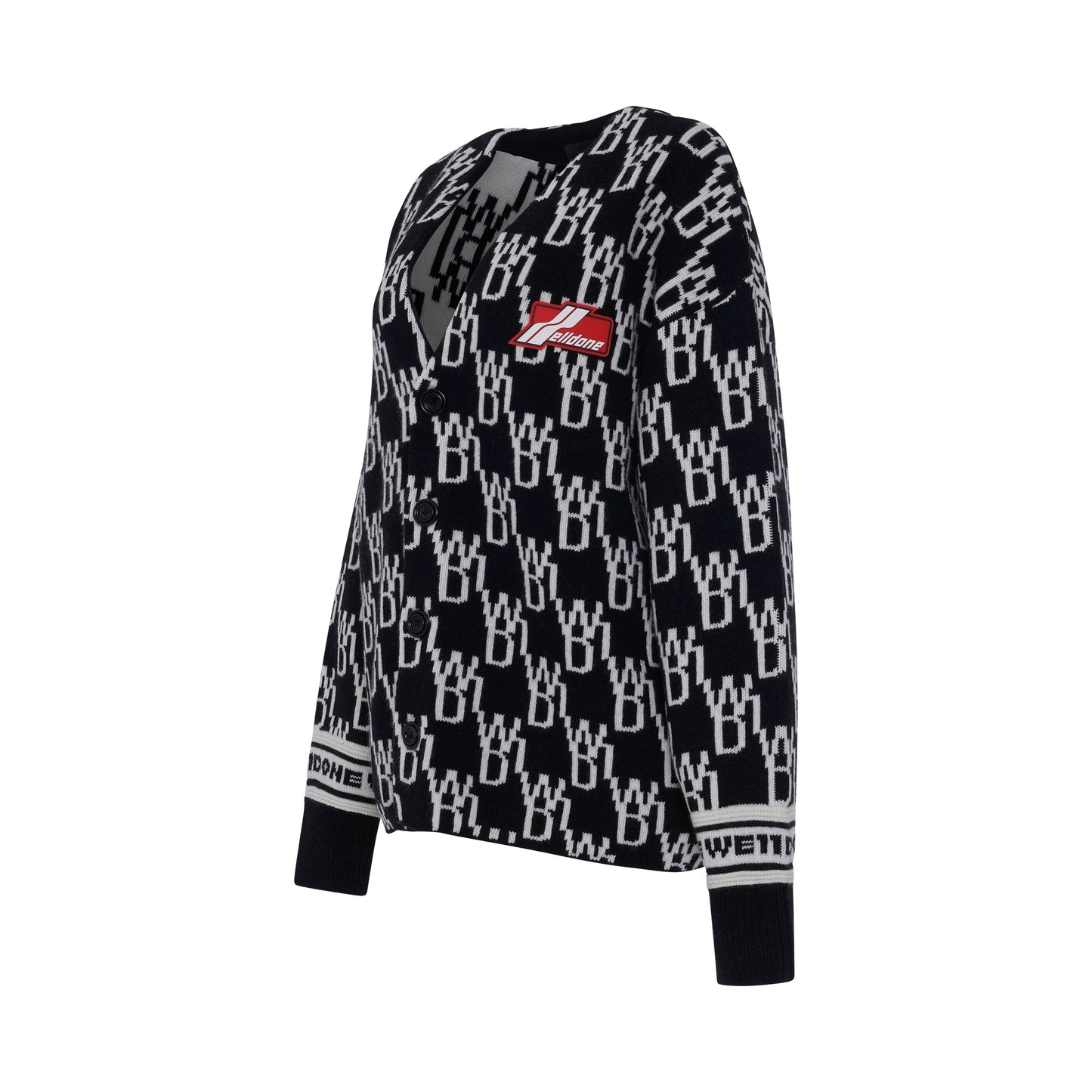 Enlarged WD1 Jacquard Cardigan in Black